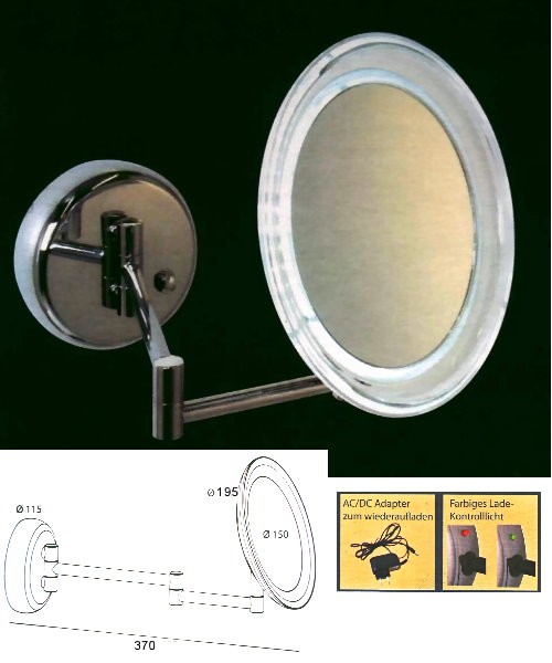 Kosmetikspiegel und Schminkspiegel mit Akku - beleuchtet mit LED by Bavaria Bäder-Technik GdbR