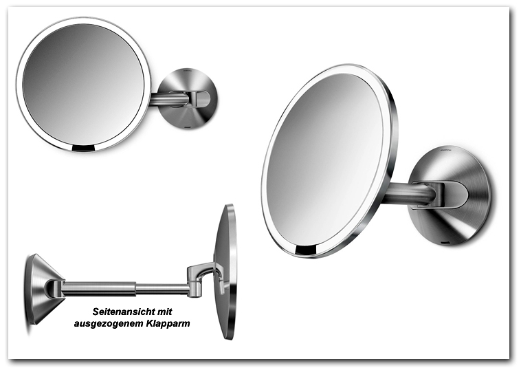 360° Drehung Erweitert Schminkspiegel Dimmbarer Kosmetikspiegel Wandmontage Klassisches gebürstetes Messing Wiederaufladbar Kosmetikspiegel LED Beleuchtung mit 1X / 5X Vergrößerung