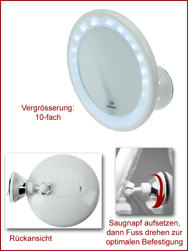 Kosmetikspiegel mit LED Beleuchtung batteriebetrieben by Bavaria Bäder-Technik GdbR