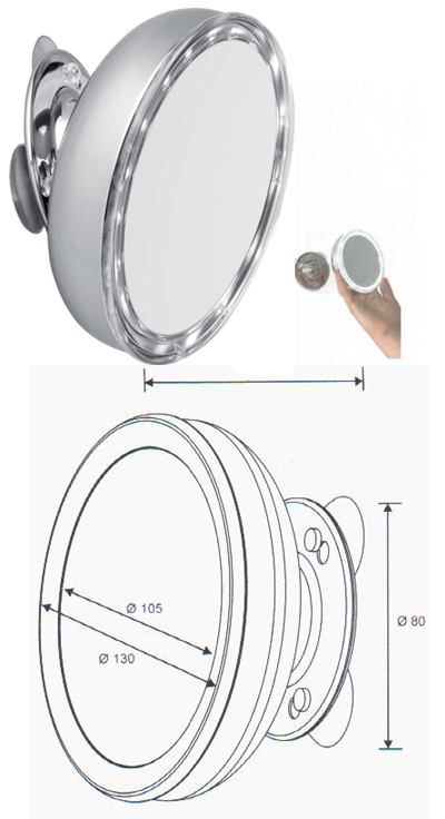 Kosmetikspiegel Saugnapf mit LED Beleuchtung mit Batterie by Bavaria Bder-Technik GdbR