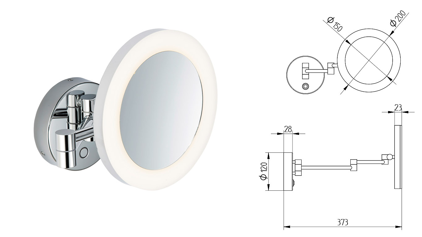 Kosmetikspiegel mit LED Beleuchtung zum Schminken und Rasieren by Bavaria Bder-Technik GdbR