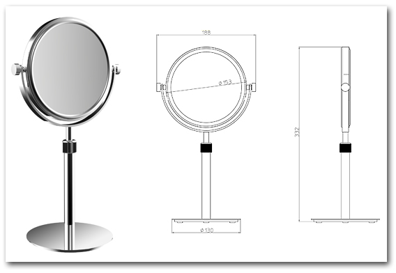 Kosmetikspiegel als Standspiegel hhenverstellbar by Bavaria Bder-Technik GdbR