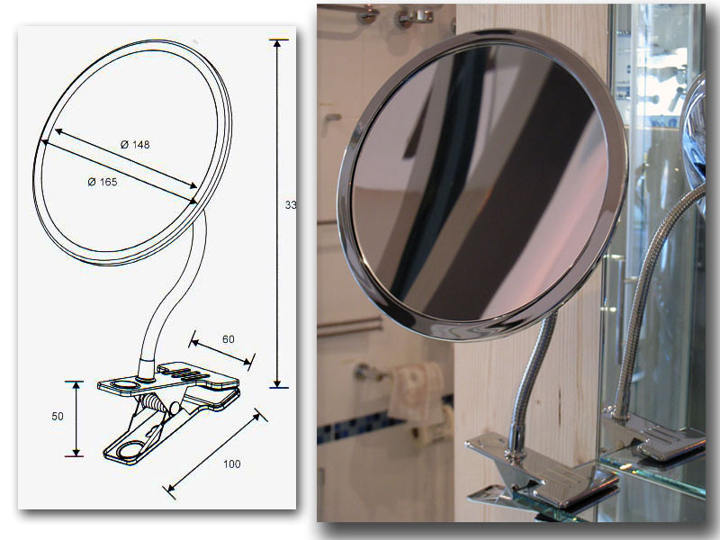 Rasierspiegel und Kosmetikspiegel mit Klemmbefestigung als Klemmspiegel by Bavaria Bder Technik GdbR